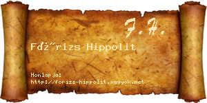 Fórizs Hippolit névjegykártya